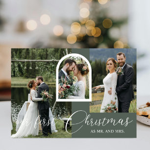 First Christmas Married Script 6 Photo Collage Holiday Card