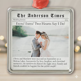 First Christmas Married | Wedding Announcement  Metal Ornament