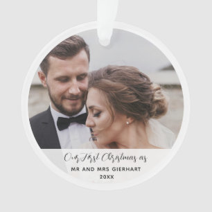 First Christmas Married Wedding Day Photo Keepsake Ornament