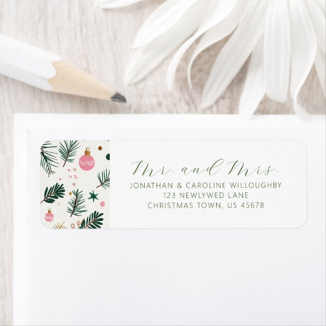 First Christmas Married Whimsical Return Address Label (Insitu)
