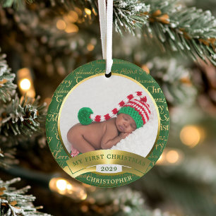 First Christmas Mele Kalikimaka Hawaiian Photo Cer Ceramic Ornament