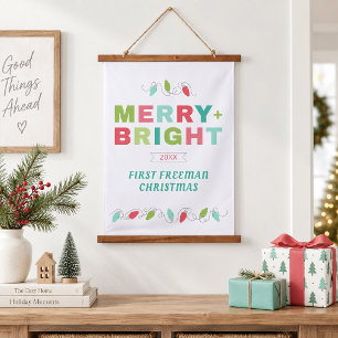 First Christmas Merry & Bright Personalised Family Hanging Tapestry