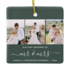 First Christmas Mr and Mrs 3 Photo Script Green