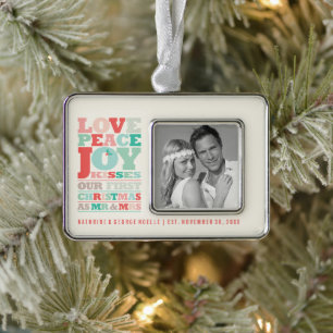 First Christmas Mr and Mrs Holiday Photo Ornament