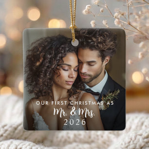 First Christmas Mr. & Mrs. 2-Photo Ceramic Ornament