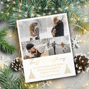 first christmas,mr mrs 4 photos collage gold card