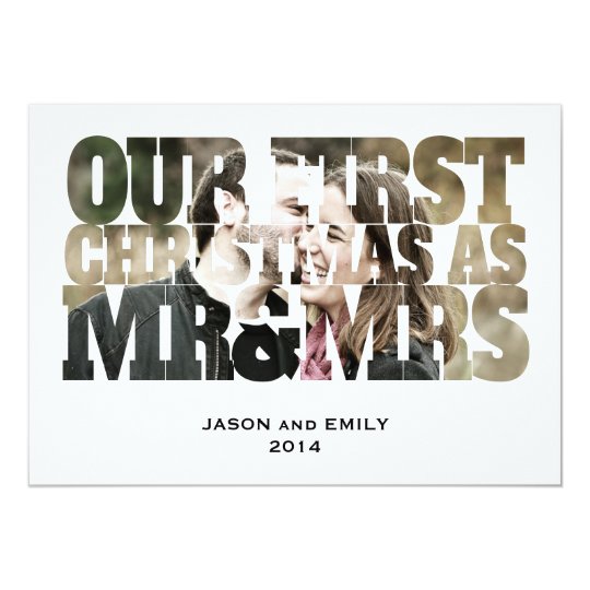 FIRST CHRISTMAS Mr & Mrs Cutout Photo Holiday Card