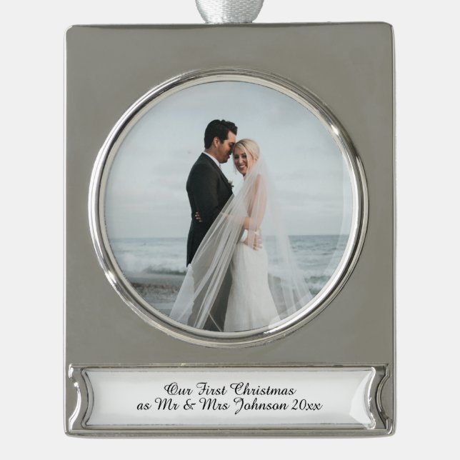 First Christmas Mr & Mrs Married Couple Ornament (Front)