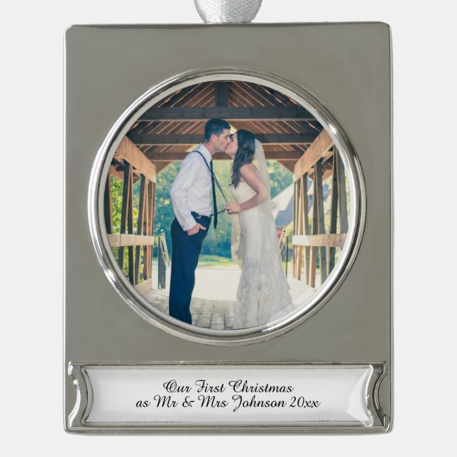 First Christmas Mr & Mrs Married Couple Ornament (Front)