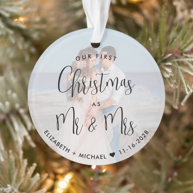 First Christmas Mr Mrs Photo Overlay Ornament (Tree)