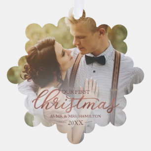 First Christmas Mr & Mrs Rose Gold Card