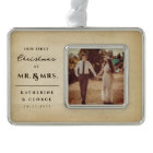 First Christmas Mr & Mrs Vintage Wedding Photo