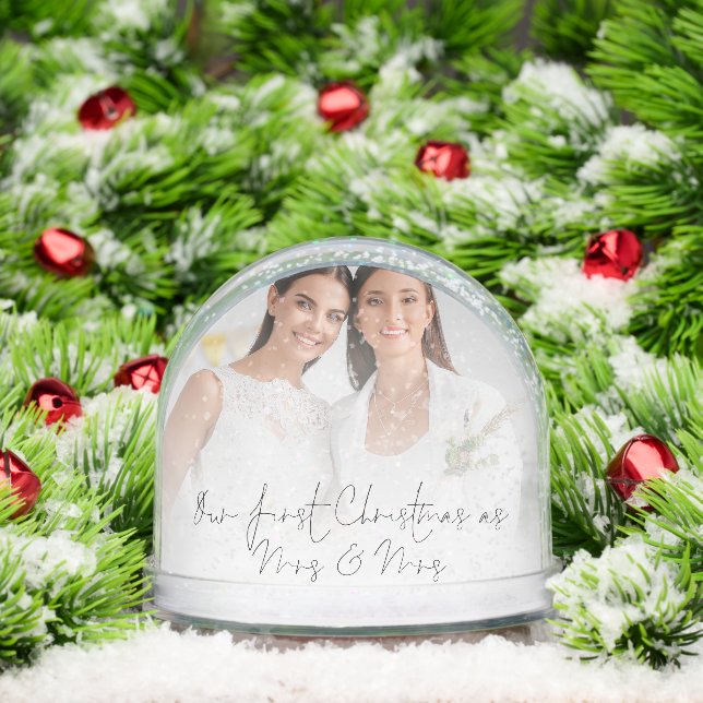 First Christmas Mrs Mrs 2 Photo Lesbian Wedding  Snowglobe (Christmas)