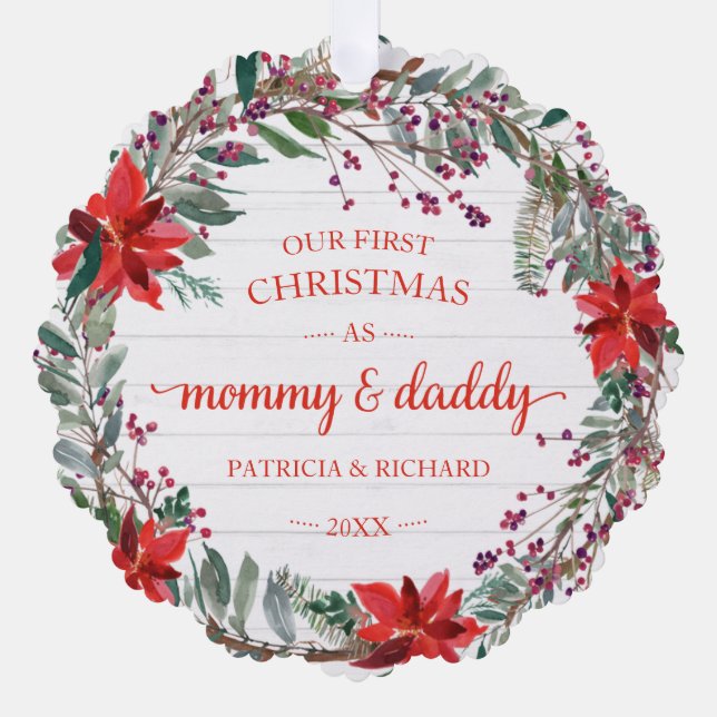 First Christmas Mummy & Daddy Ornament (Front)