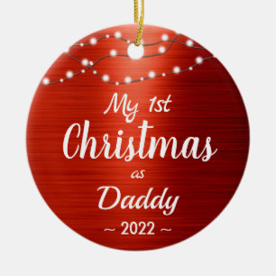 First Christmas Mummy String Lights Name Photo Ceramic Ornament