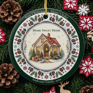 First Christmas New Alpine Chalet Home Sweet Home Ceramic Ornament