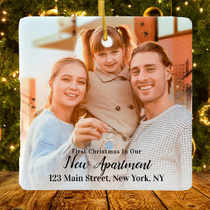 First Christmas New Apartment Address 2 Photo Ceramic Ornament