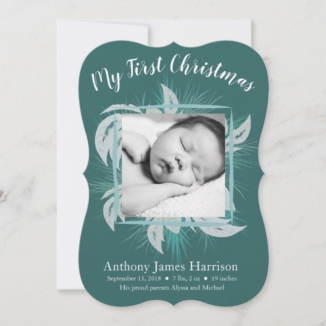 First Christmas New Baby Announcement Holiday Card (Front)