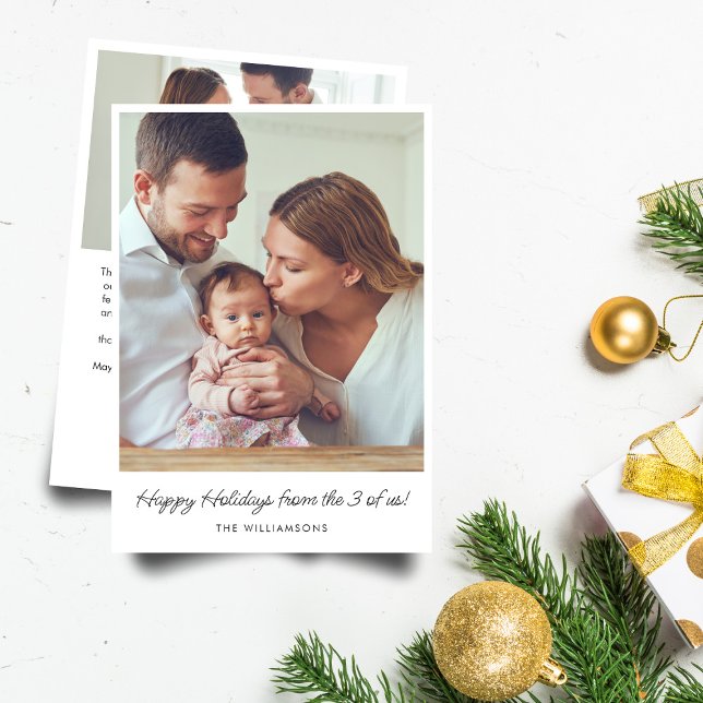First Christmas New Baby Family Photo Message Holiday Card (Creator Uploaded)