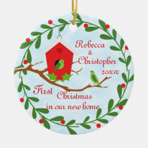 First Christmas New Home Birdhouse Ceramic Ornament