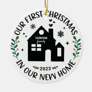 First Christmas New Home Family Name Ceramic Ornament