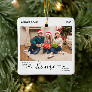 First Christmas New Home Holidays Family 2 Photo Ceramic Ornament