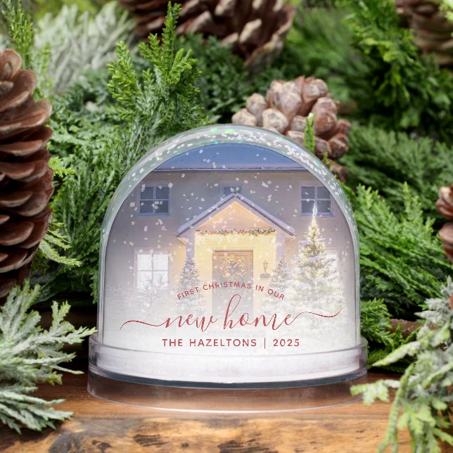 First Christmas New Home Photo Red Script 2025 Snowglobe (Winter)