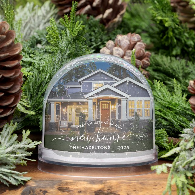 First Christmas New Home Photo White Script 2025 Snowglobe (Winter)