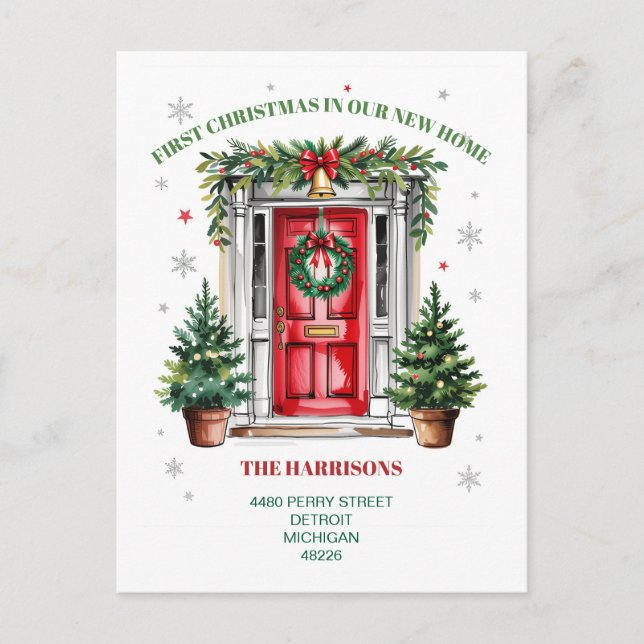 First  Christmas New House  Holiday Postcard (Front)