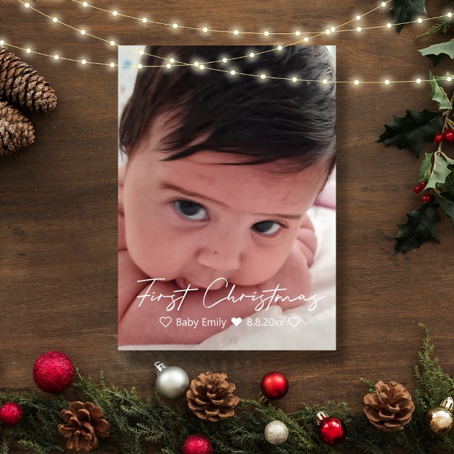 first christmas newborn baby girl photo budget card (Creator Uploaded)