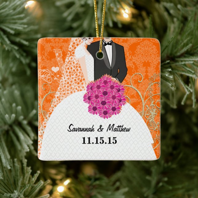 First Christmas Newlywed Bride Groom Christmas Ceramic Tree Decoration (Tree)