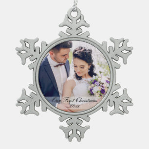First Christmas Newlywed Wedding Photo Ornament SW