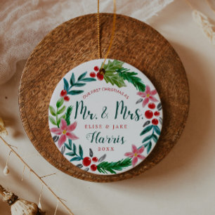 First Christmas Newlyweds Ceramic Ornament