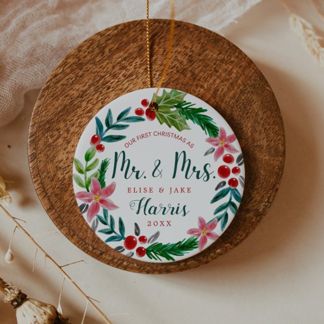 First Christmas Newlyweds Ceramic Ornament (Creator Uploaded)