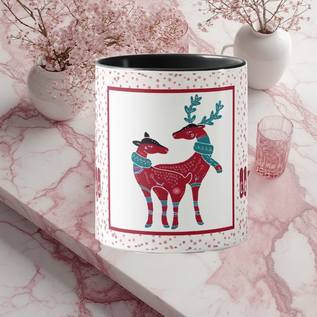 First Christmas Nordic Snowflakes Reindeer Couple  Mug (First Christmas Nordic Snowflakes Reindeer Couple Mug)