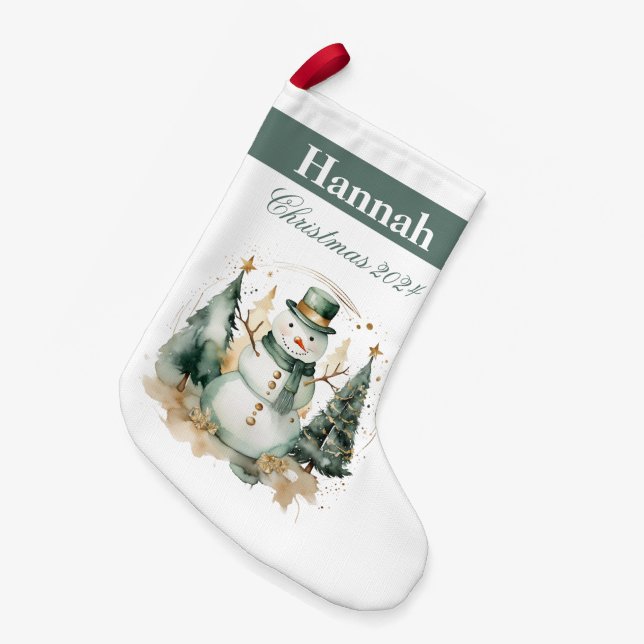 First Christmas novelty green Santa Small Christmas Stocking (Front (Hanging))