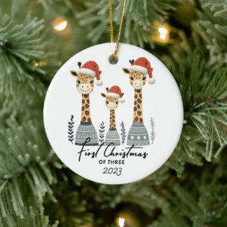 First Christmas of Three Giraffe Family Ornament
