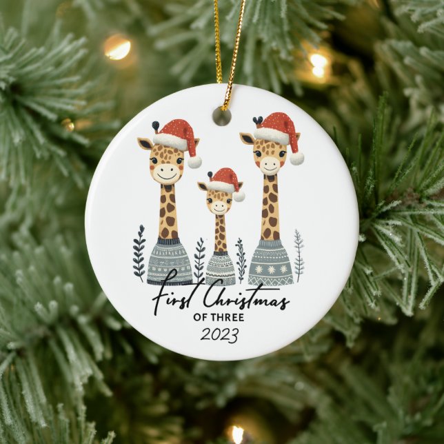 First Christmas of Three Giraffe Family Ornament (Tree)