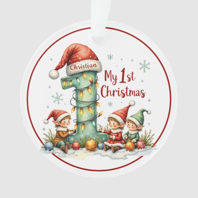 First Christmas Ornament – Elves (Front)