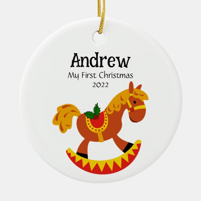 First Christmas Ornament Rocking Horse - Customise (Front)