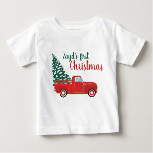 First Christmas Personalise Pickup Truck Baby T-Shirt