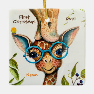 First Christmas Personalised Baby Giraffe Ornament