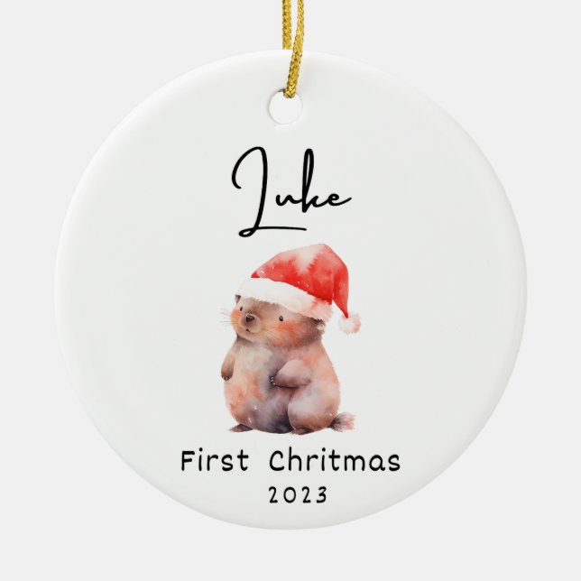 First Christmas, Personalised Baby's Name Ornament (Front)