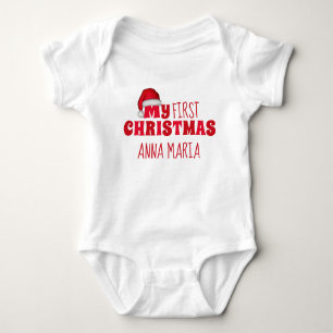 First Christmas Personalised Cute Newborn Santa Baby Bodysuit