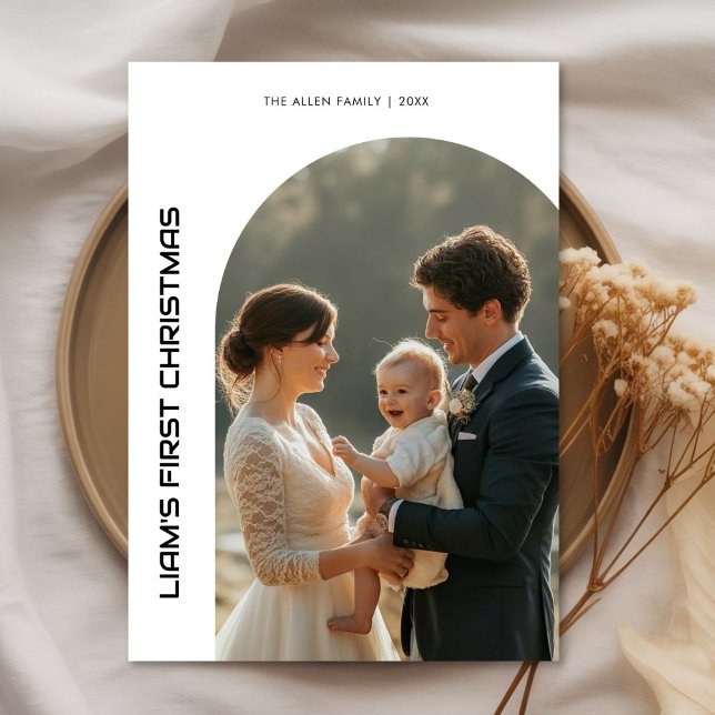 First Christmas Personalised Family Celebration Ca Holiday Card (Creator Uploaded)