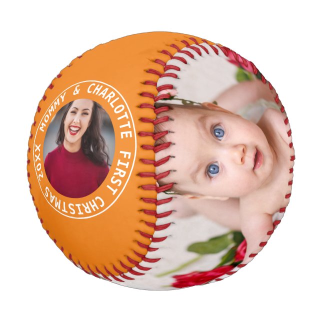 First Christmas Personalised One Of A Kind Photo Baseball (Angled)