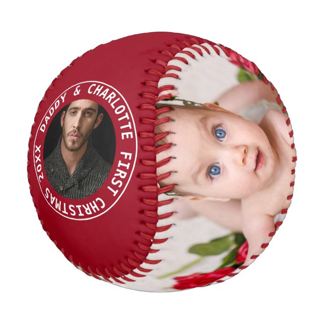First Christmas Personalised One Of A Kind Photo Baseball (Angled)