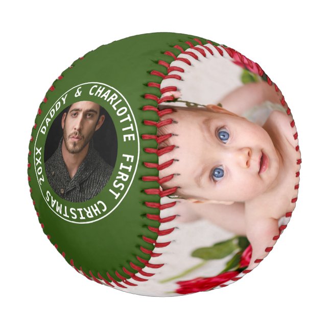 First Christmas Personalised One Of A Kind Photo Baseball (Angled)