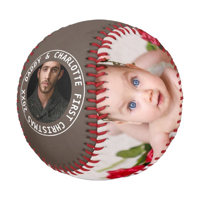 First Christmas Personalised One Of A Kind Photo Baseball (Angled)