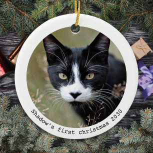 First Christmas Personalised Pet Cat Kitten Photo Ceramic Ornament